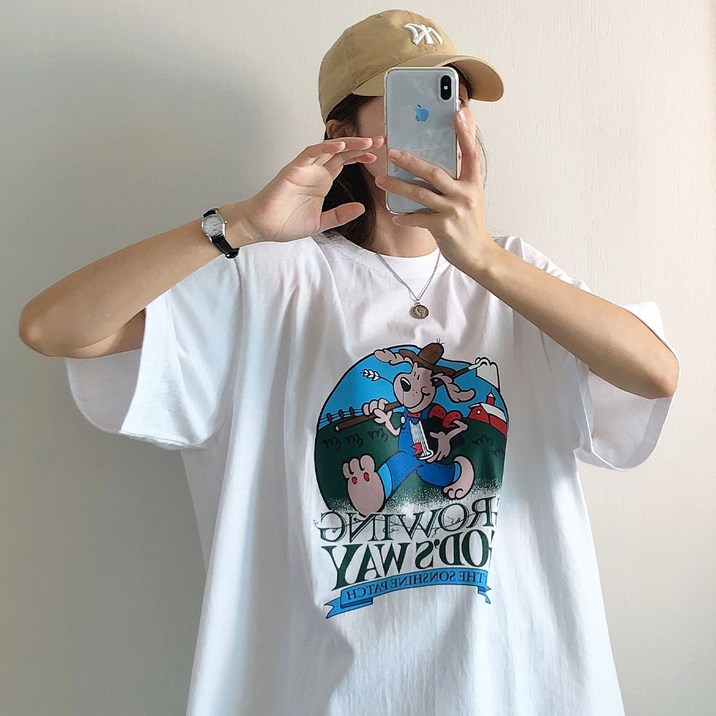 러브앤시티 국내생산 남녀공용 파머독 반팔티 오버핏 티셔츠 박스티 빅사이즈