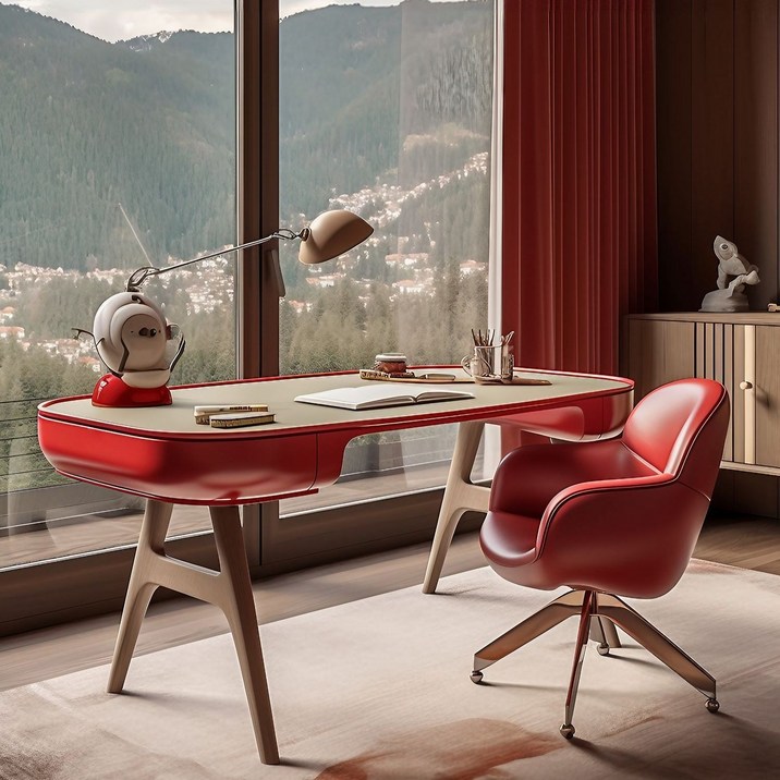 홈라이브러리 이태리감성 디자인 원목책상 포스트모던 아트가구 데스크 서재 고급책상, 아트디자인  책상의자