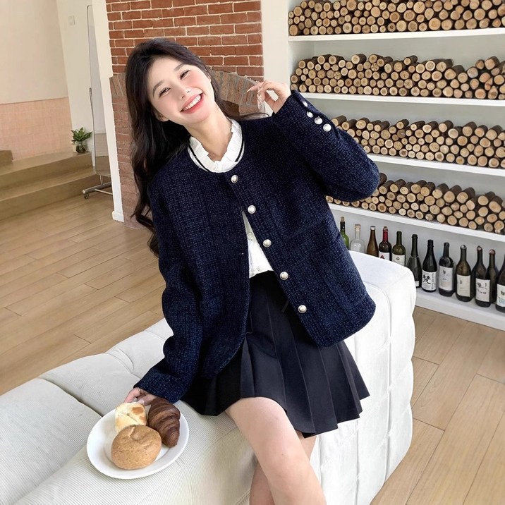 VividChic 트위드 짜임 라운드 코트 여 프렌치룩 루즈핏 날씬해 보이는 고급스러운 재킷 카디건 톱 VividChic 트위드 짜임 라운드 코트 여 프렌치룩 루즈핏 날씬해 보이는 고급스러운 재킷 카디건 톱
