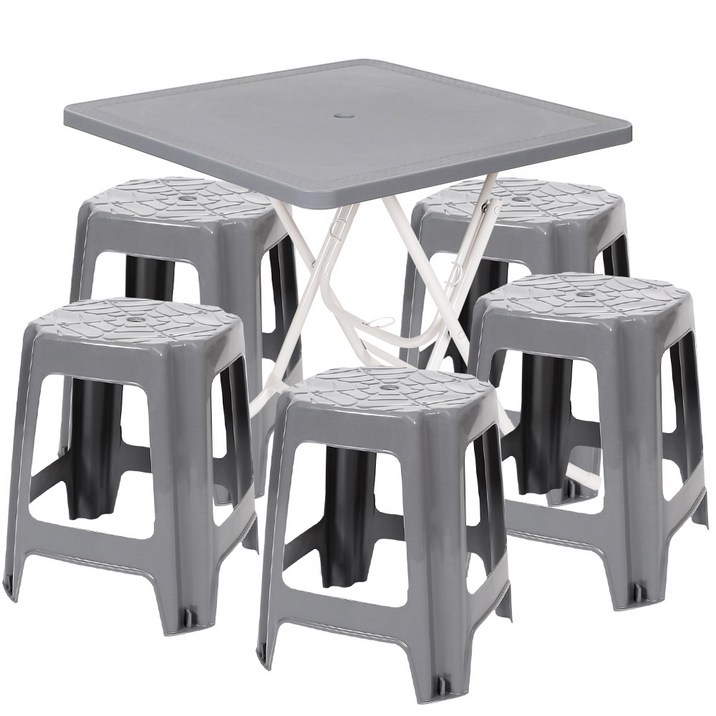 지오리빙 포장마차 사각 테이블 1개 사각의자 5개 세트