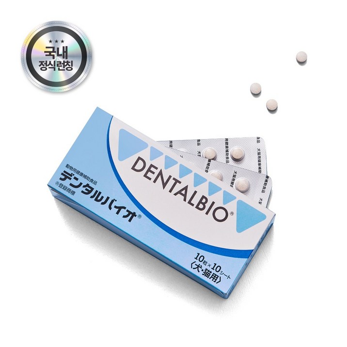 교리츠 덴탈바이오[고양이,강아지 구강케어100정] 구취개선 치석 플라그억제 구내염 치은염 잇몸염증관리 교리츠제약직수입, 1개, 단일