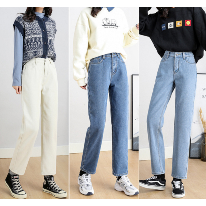 키작녀 9부 청바지 뒷밴딩 일자핏 흑청 연청 진청 데님팬츠