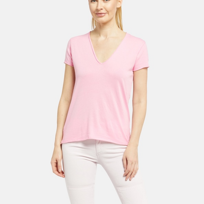 쟈딕앤볼테르 브이넥 반팔 티셔츠 핑크 SHTS1806F