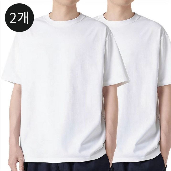 kosarte 남성티셔츠 수피마 코튼 반팔 남자 흰 티셔츠 1+1