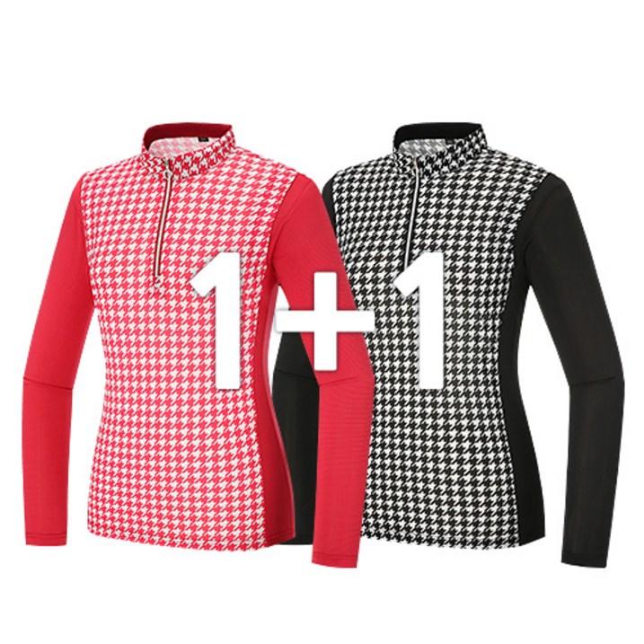 [집업 1+1] 봄 여름 여자 체크 긴팔 티셔츠 R75 냉감 집업티 등산 파크 골프웨어