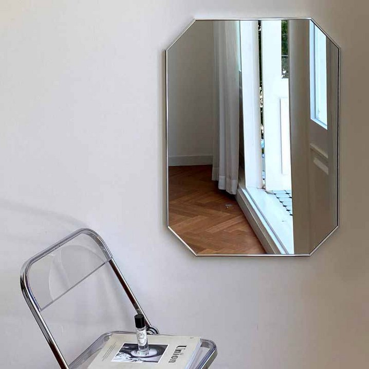 인테리어 팔각거울 600 x 800 mm, 화이트골드 인테리어 팔각거울 600 x 800 mm, 화이트골드