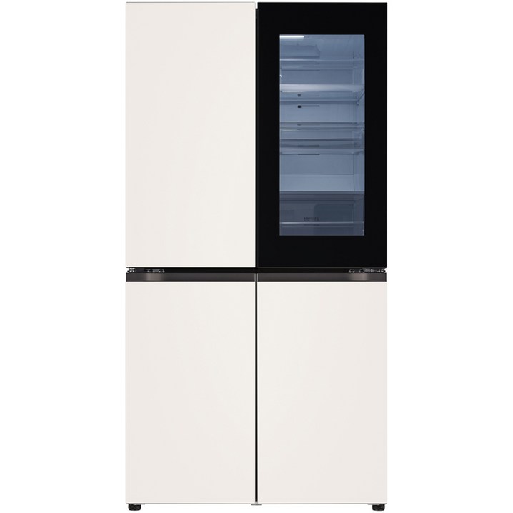 색상선택형 LG전자 디오스 오브제컬렉션 노크온 4도어 냉장고 메탈 870L 방문설치, 베이지상단, 베이지하단, T873MEE312
