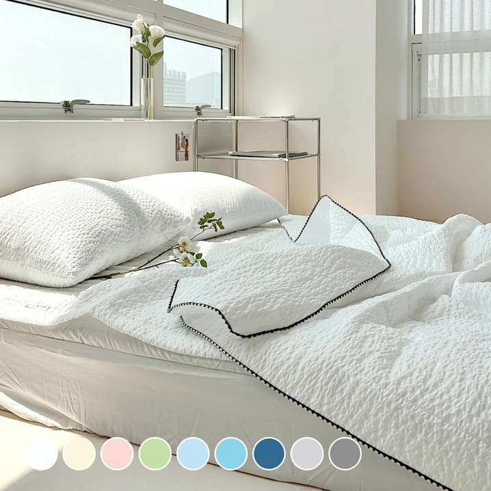 루시드슬립 국내산 오션 시어서커 멜로자수 여름 차렵이불 세트