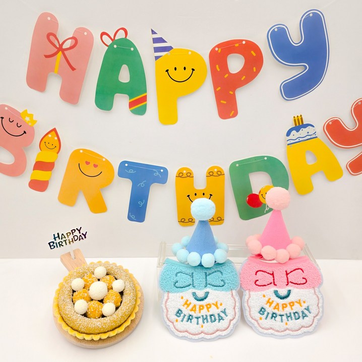 강아지케이크 생일파티상 4종 패키지 케이크모자턱받이세트가랜드생일픽 독특수제간식, 1세트, 100ml, 사이즈 대핑크