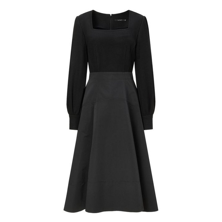 질스튜어트뉴욕 우먼 연말특가 S사이즈 특가블랙 소재배색 면혼방 A라인 긴팔원피스 JSDR2D620BK 825457