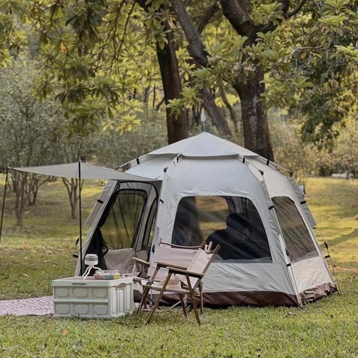 원터치 텐트 6각 대형 34인용 58인용 캠핑 자동 오토 접이식 방수 캐노피2 창문2