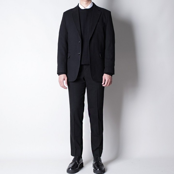 디아웃핏 남성 겨울 울 정장세트 히든 밴딩 수트 캐주얼 기모 면접 결혼식