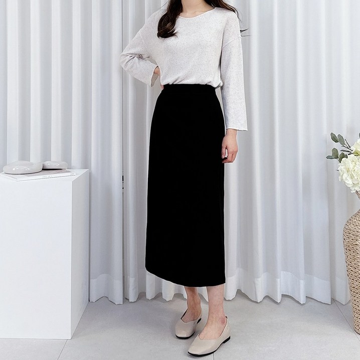 여성 빅사이즈 H라인 롱치마 55100 정장 하객룩 스텔라 롱스커트