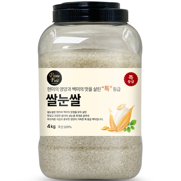 Prime Field 쌀눈 백미 특등급, 4kg, 1개 - 투데이밈