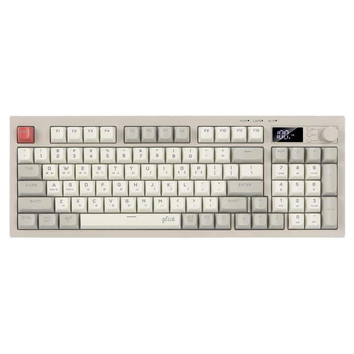 지클릭커 오피스프로 사일런스 M RGB 풀윤활 무소음 RC1 94키 무선 블루투스 LCD 키보드