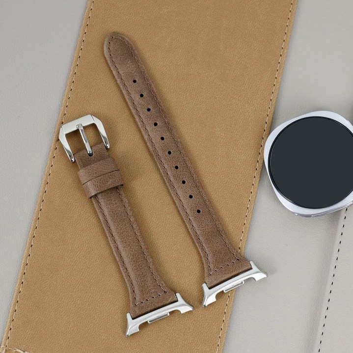 오르몽트 갤럭시워치 슬림 라인 가죽 스트랩 시계줄 밴드, 매트브라운S4, 1개
