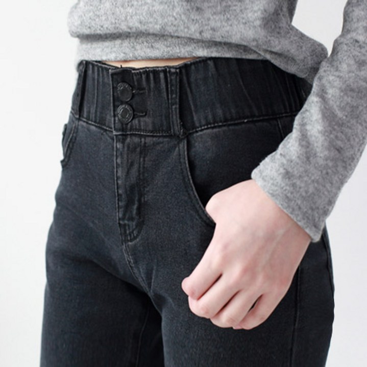 탑스웨이크 빅사이즈 더블버튼 왕밴드 뱃살숨김 체형보정 청바지 7112