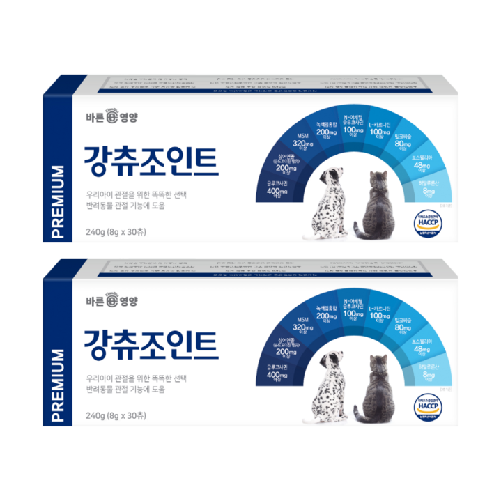 바른뉴트리펫 강츄조인트 강아지 고양이 관절 슬개골 영양제 콘드로이친, 30회분, 뼈/관절강화, 2개