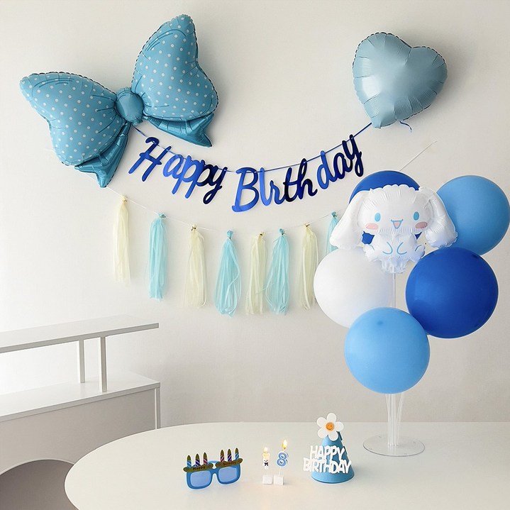 하피블리 시나모롤 풍선 숫자초 산리오 생일 파티 용품 세트, 숫자초08