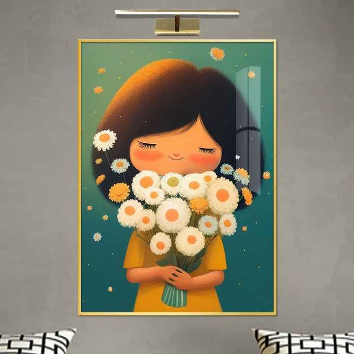보고아트 꽃을 든 소녀 여인 여자 인물화 북유럽 카페 거실 그림 액자, 골드 보고아트 꽃을 든 소녀 여인 여자 인물화 북유럽 카페 거실 그림 액자, 골드