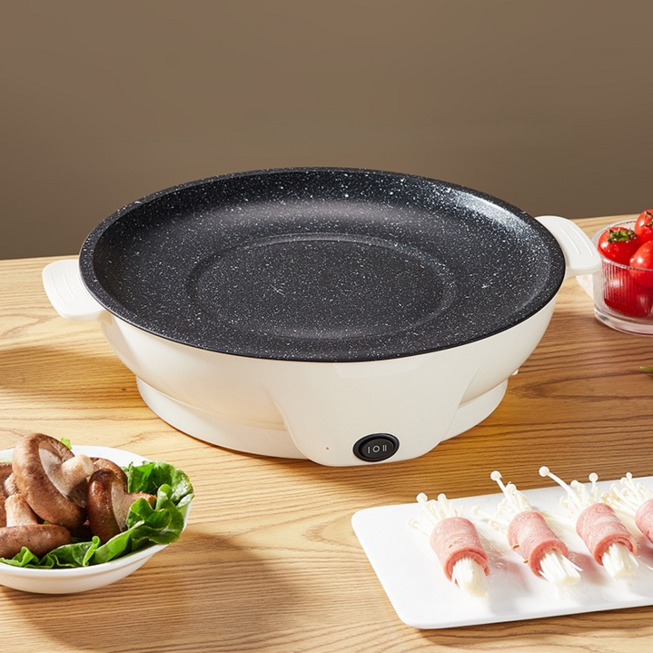 MorningSea 다용도 가정용 원형 고기 구이용 전기팬