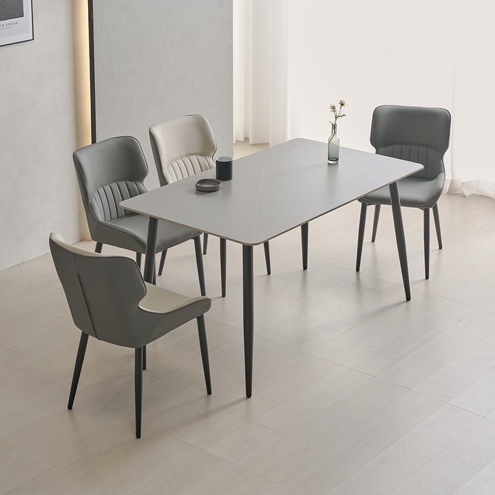 라로퍼니처 캐슬 1250 포세린 통 세라믹 4인 식탁 세트 (식탁+의자4)