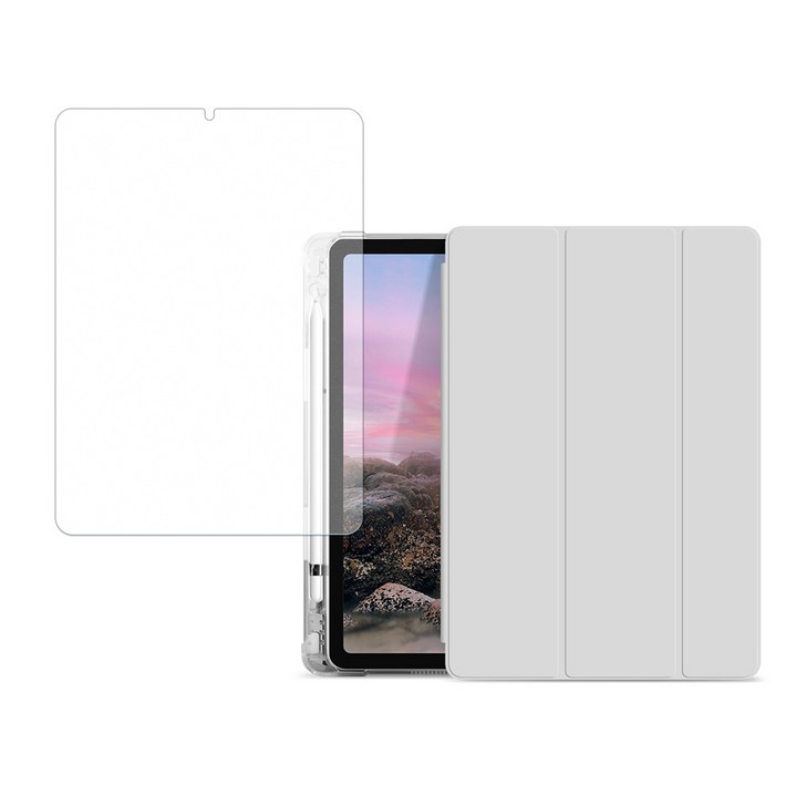 투에이비 2021년형 아이패드 프로5세대 12.9인치 후면 반투명 펜슬 수납 커버 + 종이질감 보호필름