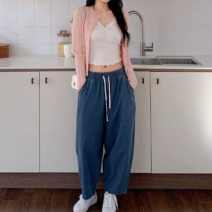 마리끄 여성 스트릿 밴딩 데님배기팬츠