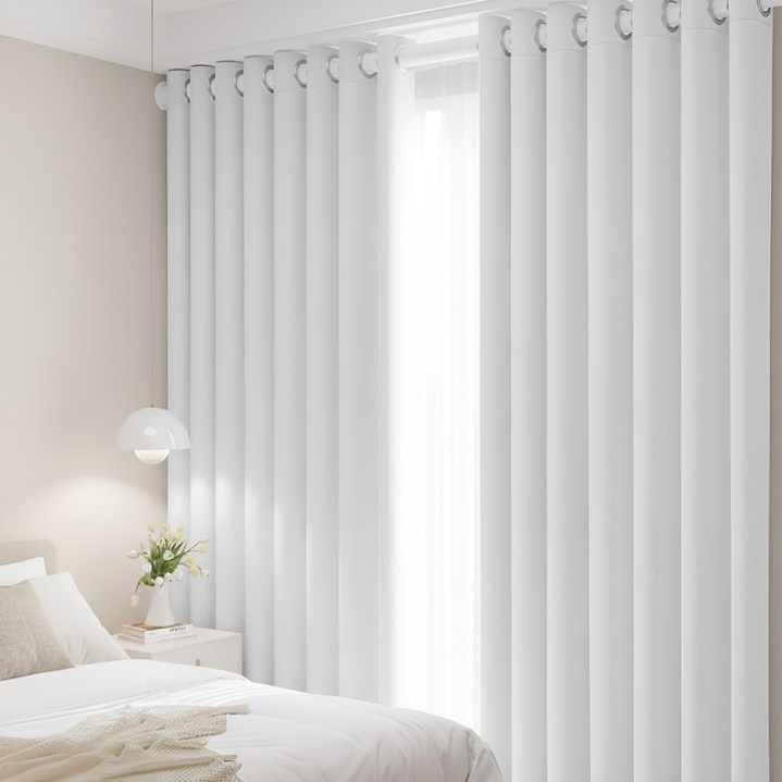 기브앤고 99.9% 빛차단 크림 화이트 암막커튼 아일렛형