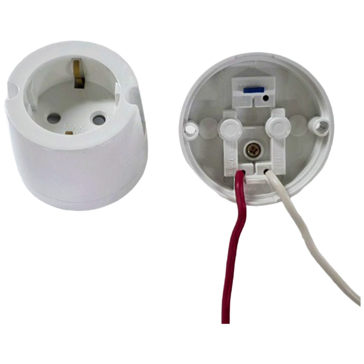 전기전자 접지 노출 1구 콘센트 원형 돼지코 편리한 핀타입 산업용, 2개, 화이트계열, 60mm