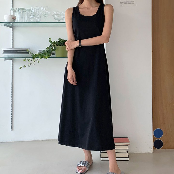 아피나르 슬림핏 A라인 데일리 나시 원피스