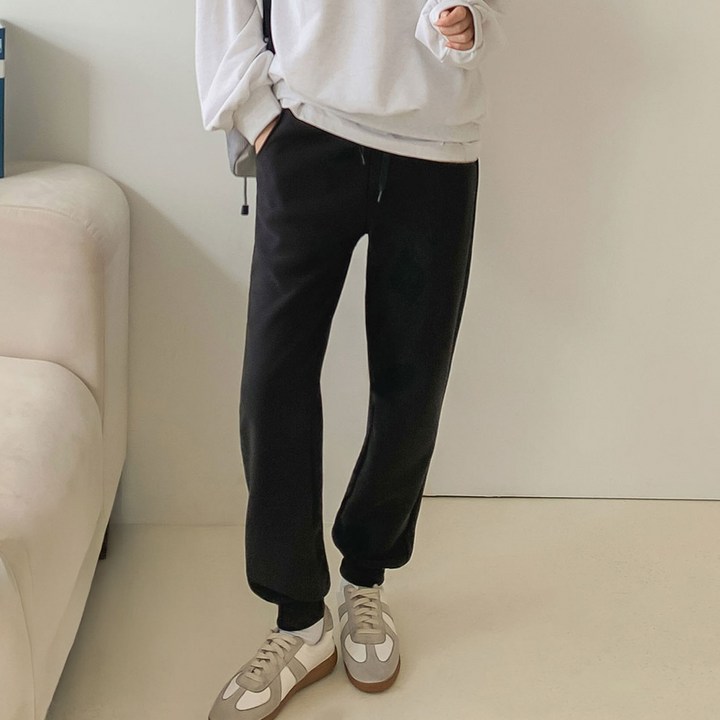 아피나르 여성용 융털 루즈핏 조거 밴딩팬츠