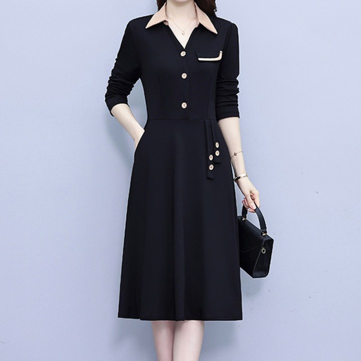 포플러앤씨 다빈 배색 원피스 P24SPOPS010411 빅사이즈 포함