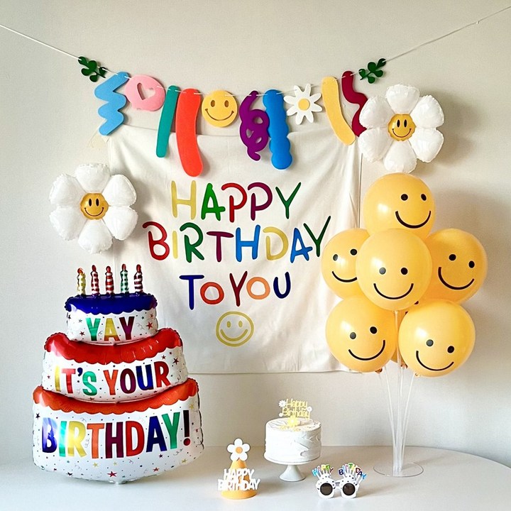 연지마켓 생일 가랜드 현수막 데이지 풍선 파티 용품 세트 연지마켓 생일 가랜드 현수막 데이지 풍선 파티 용품 세트