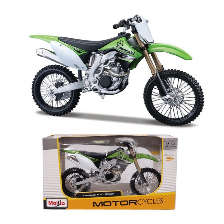 마이스토 1:12 가와사키 KX 450F 그린 모형오토바이 피규어 다이캐스트, 1개