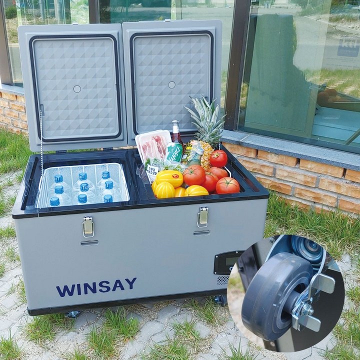 윈세이 이동식 대용량 캠핑용 냉장고 75L 냉장냉동 각각 온도조절 분리형칸 양문형 PG75, PG75L+220V어댑터