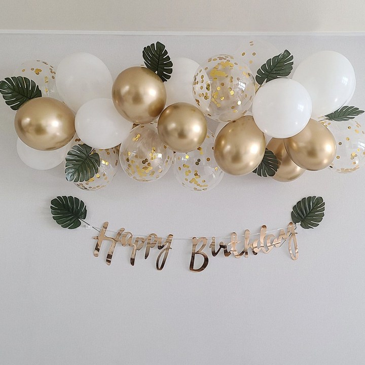몬스테라 골드벌룬 클라우드세트생일가랜드, 혼합색상, 1개