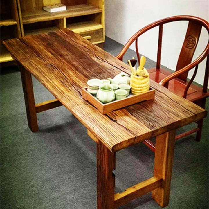 인테리어 식탁 오래된 나무 고재 원목 앤틱 테이블, 조립 120x55x70cm 브라켓 구조