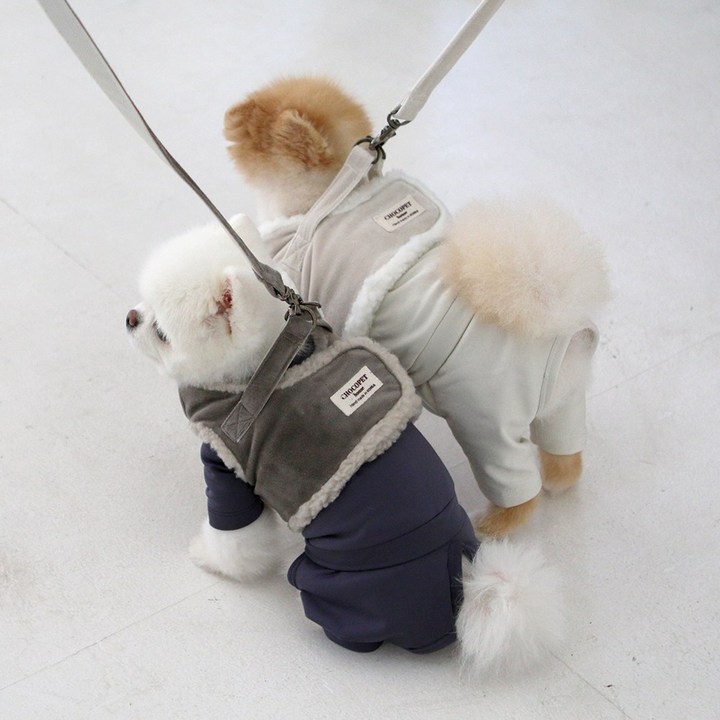 초코펫 가슴줄 겨울 무스탕 하네스단품, 1개, 아이보리