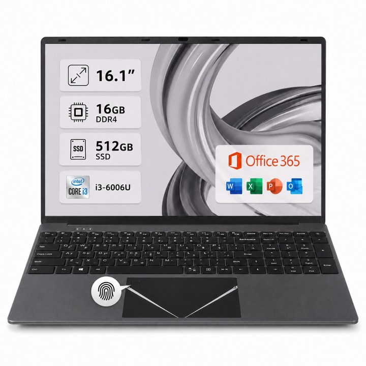 노트북 인텔 i3 16GB RAM 512GB SSD 16.1인치 FHD 사무용 인강용 학생용 가성비 노트북