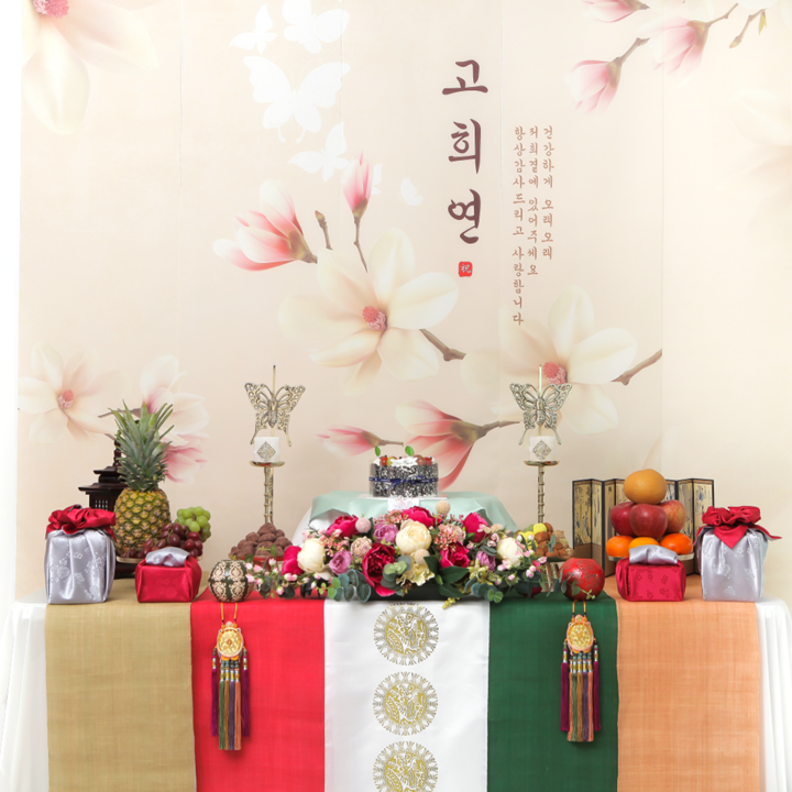 행복한날상차림 팔순상차림 산수연 파티용품 팔순선물 팔순잔치 생신상대여 고희연현수막 칠순상차림대여, 1개, 색동세트 행복한날상차림 팔순상차림 산수연 파티용품 팔순선물 팔순잔치 생신상대여 고희연현수막 칠순상차림대여, 1개, 색동세트