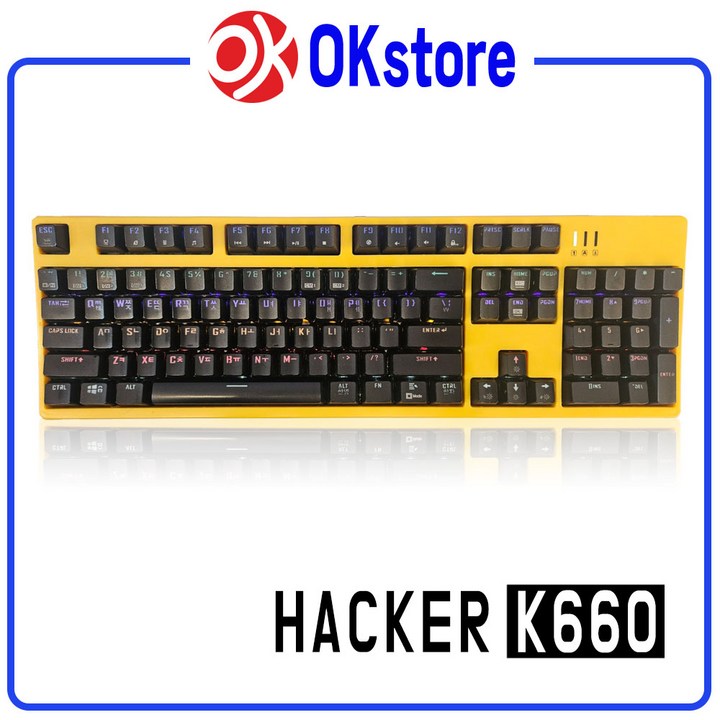 앱코 HACKER K660 키보드 카일광축 방수 옐로우 바디/블랙 키캡 무빙LED