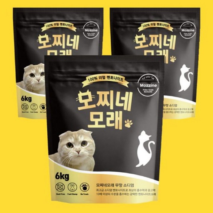 심플스토어 고급 고양이모래 세트 사막화방지 먼지없는 응고 흡수 단단한 무향 6kg 3개, 무향, 3개, 6kg
