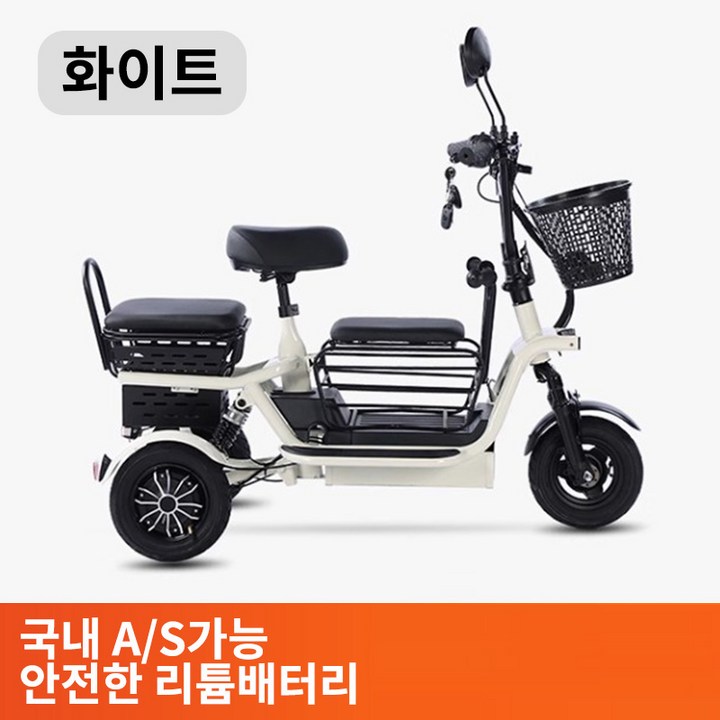 파워모터스 강력한 800W 모터 노인 여성 2인용 3인용 세발전기자전거 전기세발자전거
