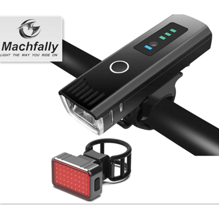 MACHFALLY 자전거 USB충전 스마트센서 전조등+ 사각 후미등(세트), 단일 색상, 1세트