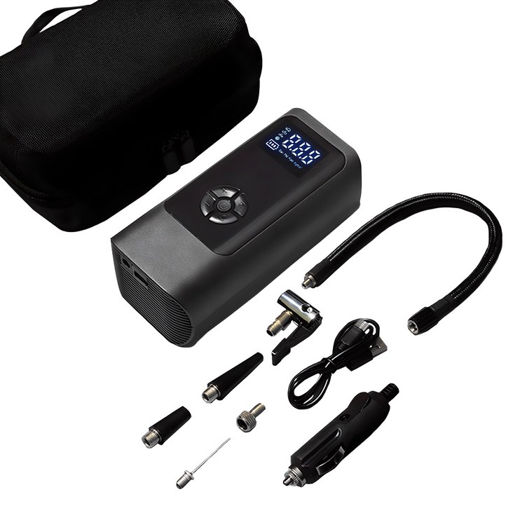 메이튼 휴대용 올인원 에어펌프 6000mAh 30cm연장선, 1세트, 블랙 메이튼 휴대용 올인원 에어펌프 6000mAh 30cm연장선, 1세트, 블랙