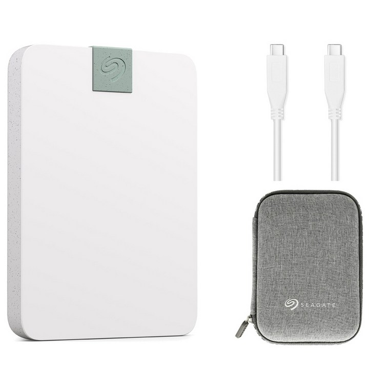 씨게이트 Ultra Touch USBC 데이터복구 외장하드 STMA2000400, 2TB, 클라우드화이트외장하드, 그레이파우치