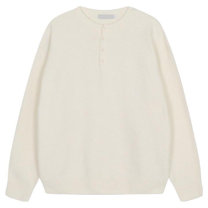 일루소 남성용 소프트 울 브러쉬 헨리넥 라운드 니트