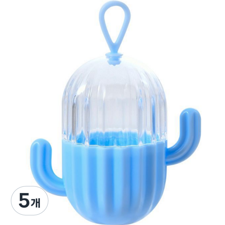 디에스 선인장 에그 퍼프 케이스, 블루, 5개