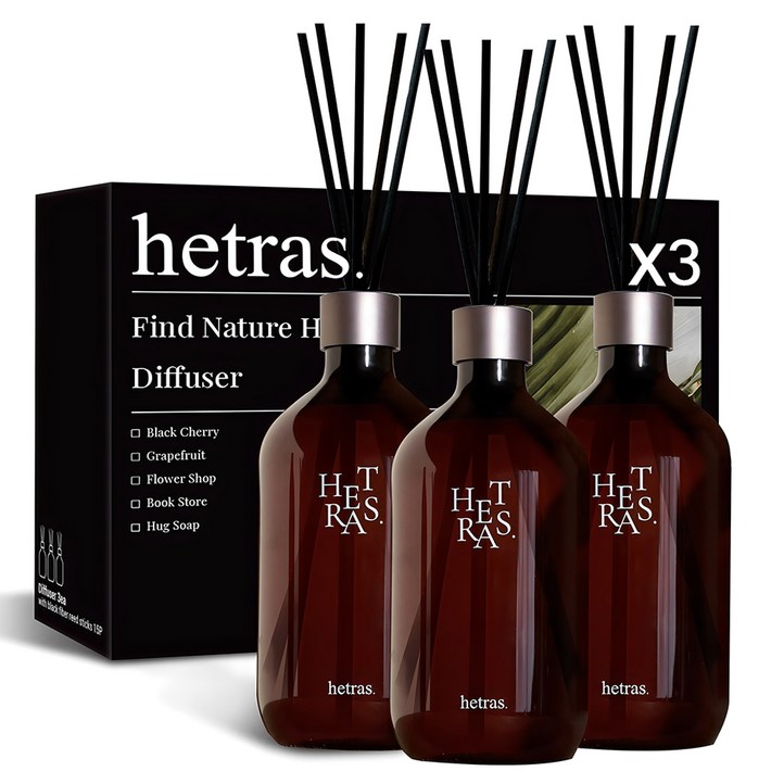 헤트라스 프리미엄 대용량 디퓨저, 플라워샵, 500ml, 3개